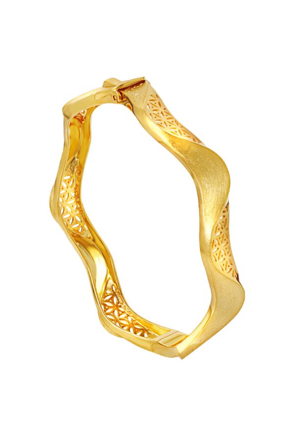 TOMEI Sri Puteri Collection Wavy Bangle, Yellow Gold 916 Online