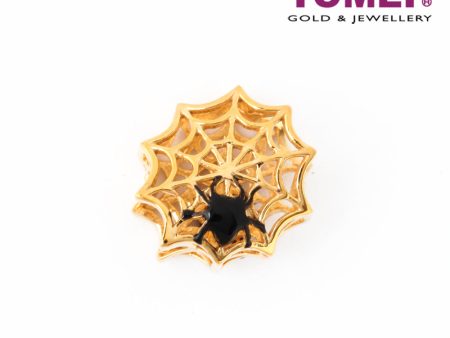 TOMEI Trickster Spider Spooky Web Charm, Yellow Gold 916 Fashion