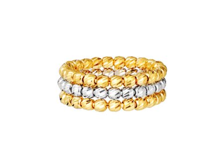 TOMEI Tri-Row Full Beads Ring, Yellow Gold 916 Online Hot Sale