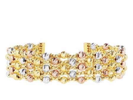 TOMEI Lusso Italia Tri-Tone Layered Bracelet, Yellow Gold 916 Online