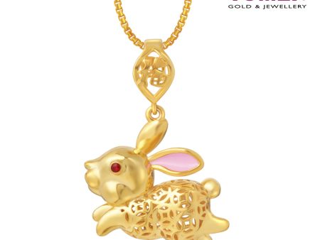 TOMEI  Pink Ear Rabbit Pendant, Yellow Gold 916 Supply