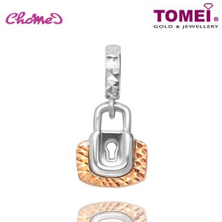 TOMEI Padlock Charm, White Gold & Rose Gold 585 (14K) (P5622) Cheap