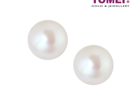 TOMEI Pearlfect Love White Pearl Earrings, White Yellow Gold 585 Online Sale