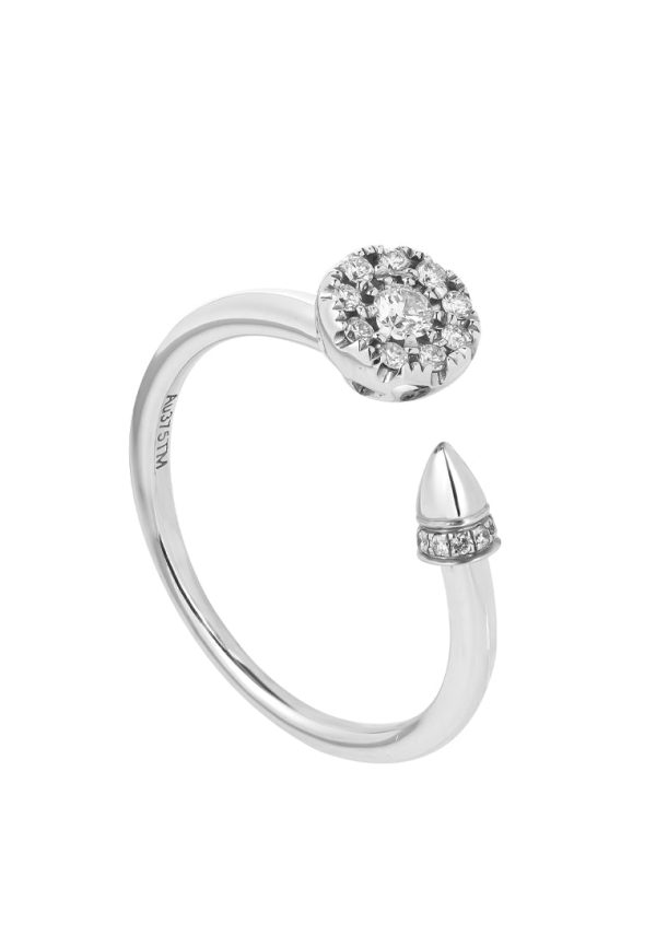 TOMEI Diamond Open Ring, White Gold 375 Online now