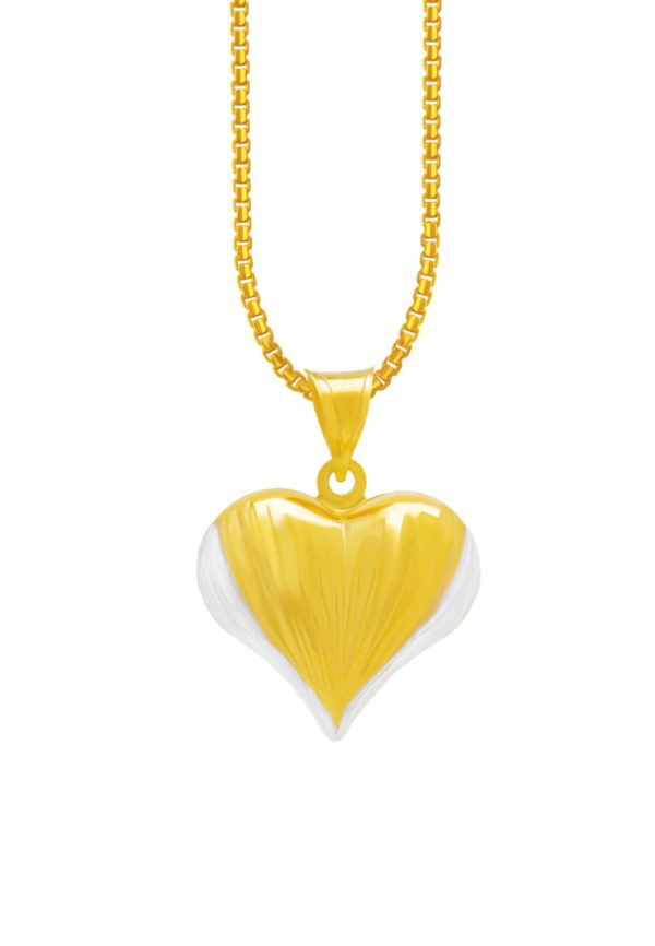 TOMEI Lusso Italia Dual-Tone Heart Pendant, Yellow Gold 916 Fashion