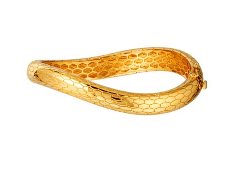 TOMEI Patterned Curvy Bangle, Yellow Gold 916 Fashion