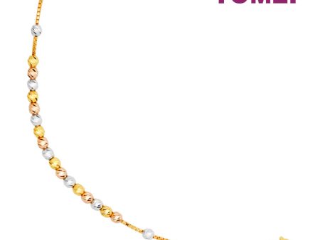 TOMEI Tri-Tone Beads Bracelet, Yellow Gold 916 Discount