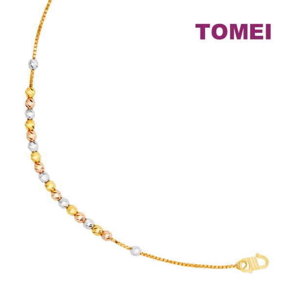 TOMEI Tri-Tone Beads Bracelet, Yellow Gold 916 Discount