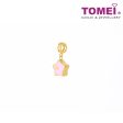 TOMEI Adorably Starred Pink & White Heart Charm, Yellow Gold 916 For Discount