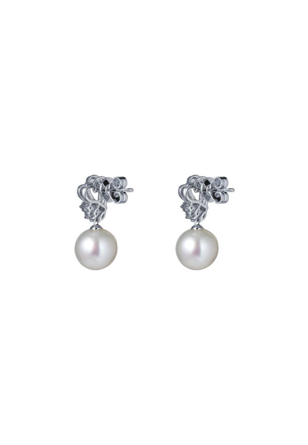 TOMEI Pearl With Diamond Earrings, White Gold 750 Cheap