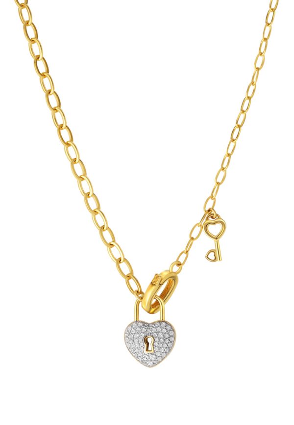 TOMEI Diamond Cut Collection Love Lock Necklace, Yellow Gold 916 For Discount