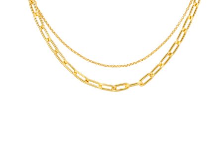 TOMEI Paperclip & Chain Necklace, Yellow Gold 999 (5D) Supply