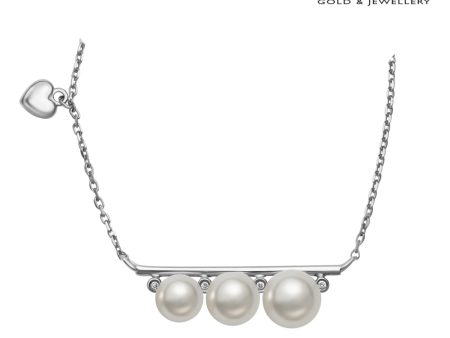 Treble Splendour with Luscious Lustre Pearl Diamond Necklace | Tomei White Gold 375 Hot on Sale