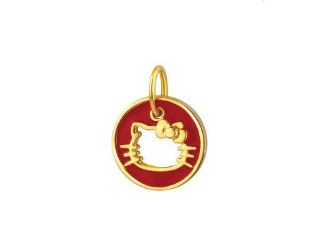 TOMEI x Hello Kitty Golden Prosperity Kitty Red Circle Pendant, Yellow Gold 916 Cheap