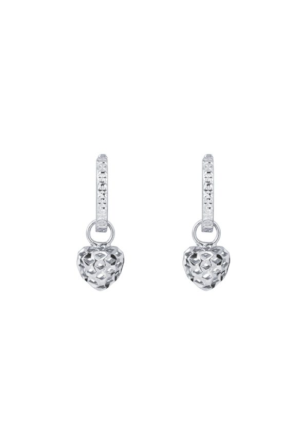 TOMEI Little Sweet Heart Loop Earrings, White Gold 585 on Sale