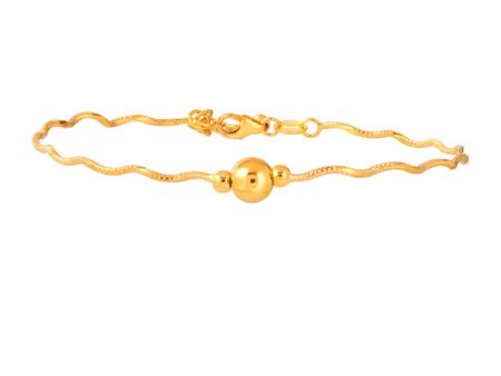 TOMEI Ball with Wavy Chain Bangle, Yellow Gold 916 Cheap