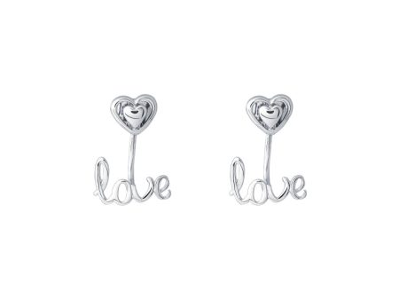 TOMEI 2-in-1 Love Earrings, White Gold 750 Cheap