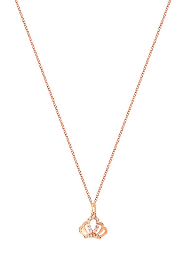 TOMEI Princess Crown Diamond Necklace, Rose Gold 750 Online now