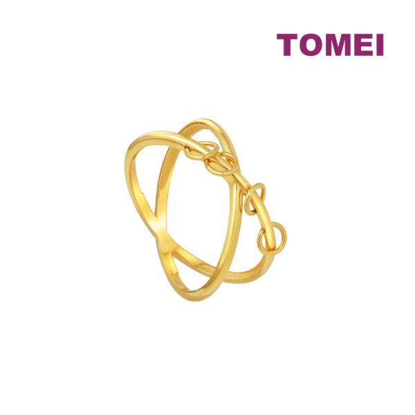 TOMEI Lusso Italia Cross Chains Ring, Yellow Gold 916 For Cheap