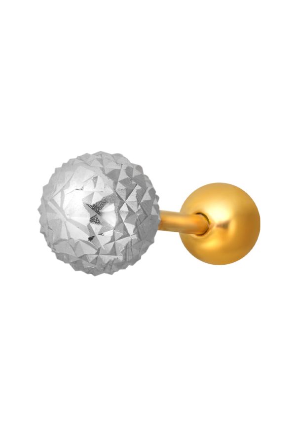 TOMEI Dual Tone Ball Stud Earrings, Yellow Gold 916 Online Hot Sale