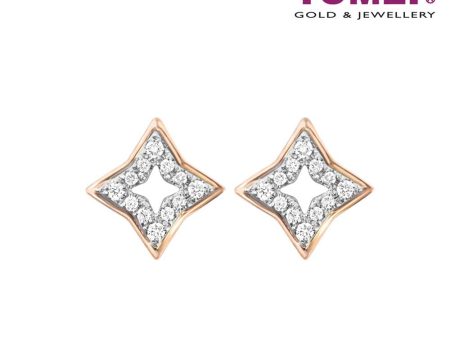 TOMEI Stellar Diamond Earrings I White and Rose Gold 585 (14K) (E2179WR) For Discount