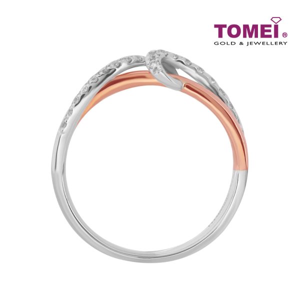 TOMEI Precious Trinity Collection Diamond Ring, White+Rose Gold 585 For Sale