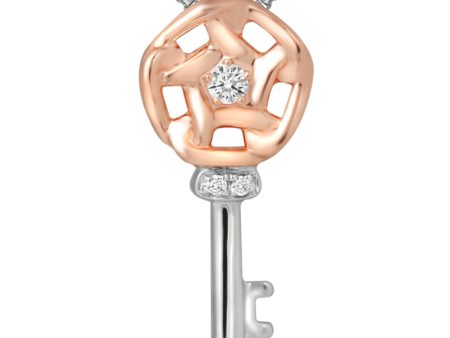 TOMEI Key Pendant Set, White+Rose Gold 585 For Sale