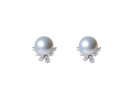 TOMEI Pearl With Diamond Earrings, White Gold 750 Online Hot Sale