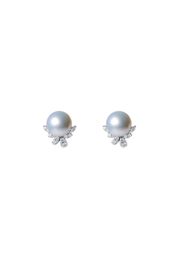 TOMEI Pearl With Diamond Earrings, White Gold 750 Online Hot Sale