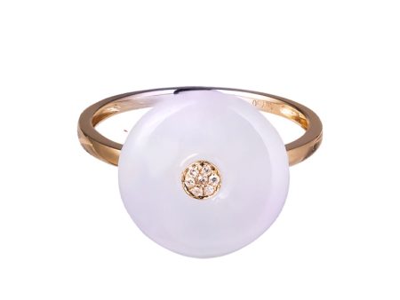 TOMEI Violet Jade Ring, Yellow Gold 750 For Discount