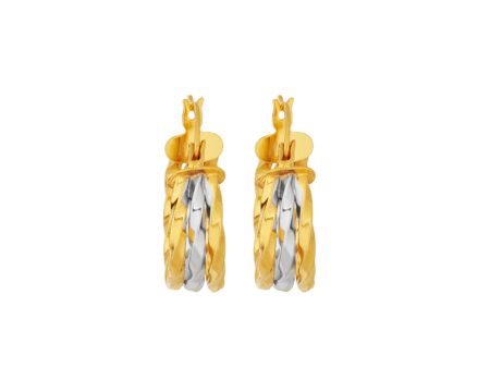 TOMEI Lusso Italia Dual-Tone Hoop Earrings, Yellow Gold 916 Cheap