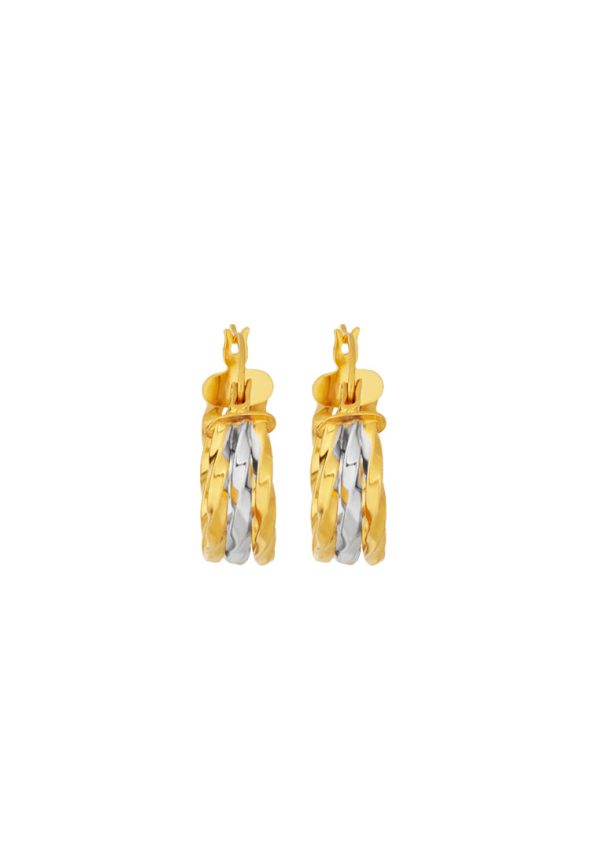 TOMEI Lusso Italia Dual-Tone Hoop Earrings, Yellow Gold 916 Cheap