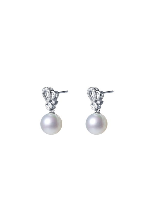 TOMEI Pearl With Diamond Earrings, White Gold 750 Cheap