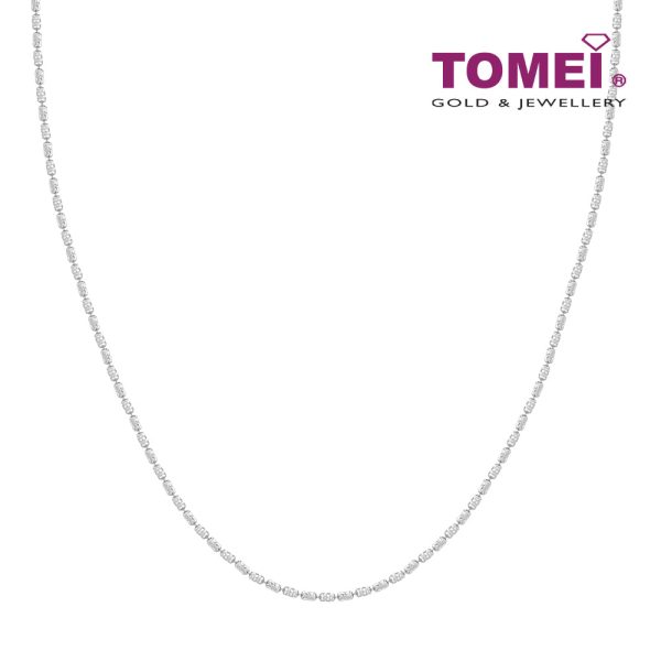 Tomei Sparkling with Laser Necklace, Unisex White Gold 585 Cheap