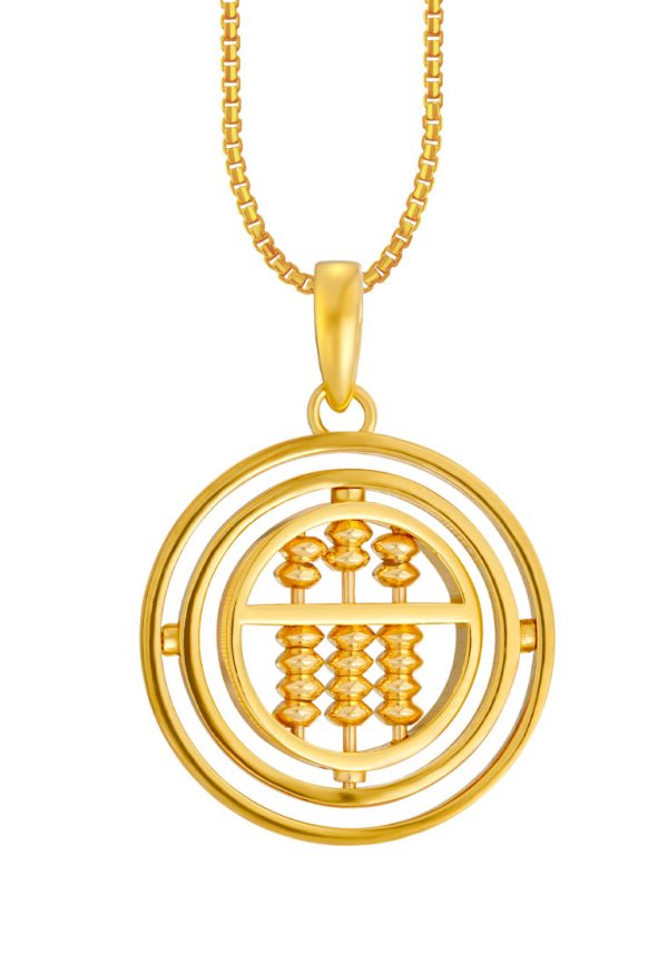 TOMEI Movable Abacus in a Circle Pendant, Yellow Gold 916 Fashion