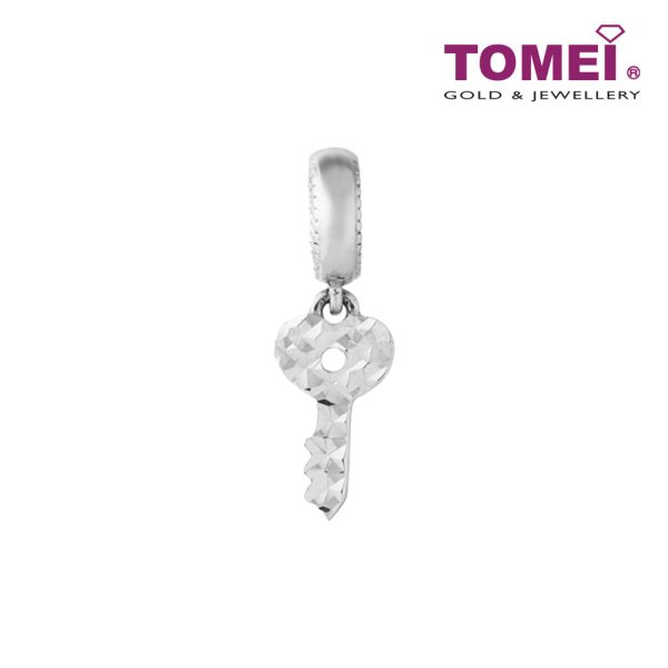 TOMEI Minimalist Key Charm, White Gold 585 Supply