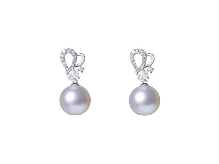 TOMEI Pearl With Diamond Earrings, White Gold 750 Cheap