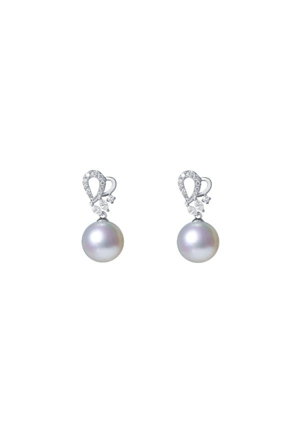 TOMEI Pearl With Diamond Earrings, White Gold 750 Cheap