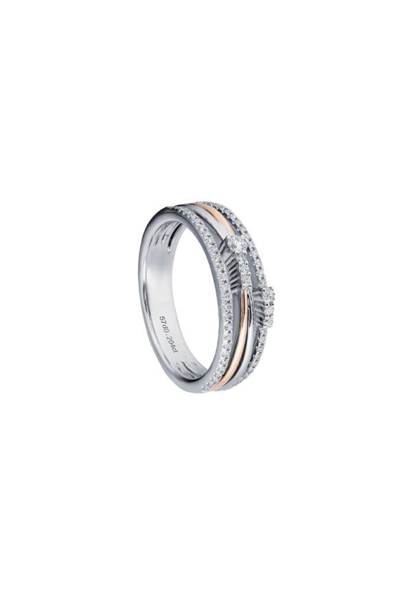 TOMEI Trio-Layered Diamond Ring, White+Rose Gold 750 Online Hot Sale