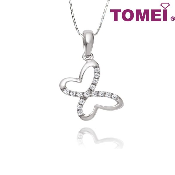 TOMEI The Butterfly Effect Diamond Pendant Set | White Gold 585 For Sale