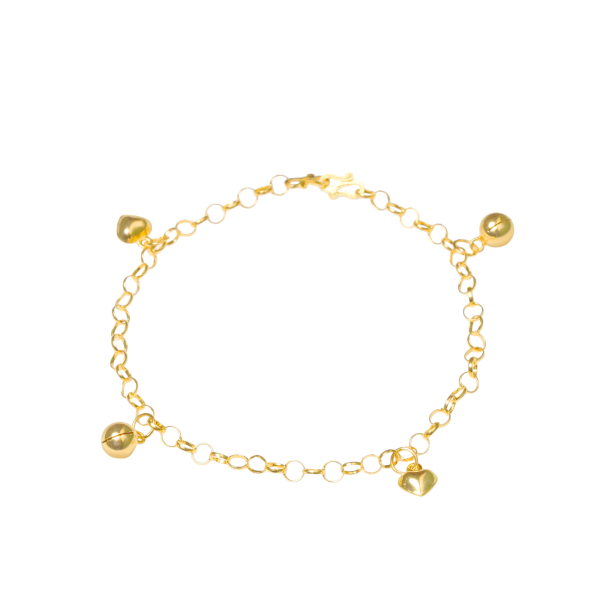 TOMEI Jingling & Blessing Quadruple Treasures Baby Anklet, Yellow Gold 916 (22K) Sale