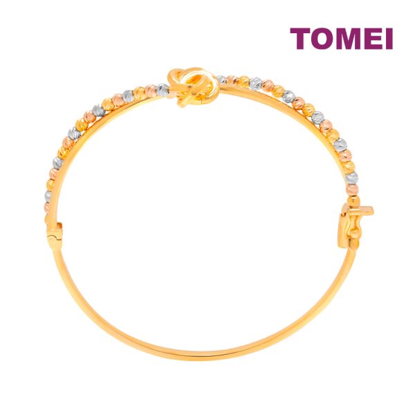 TOMEI Lusso Italia Triple-Tone Knotted Beads Bangle, Yellow Gold 916 Hot on Sale