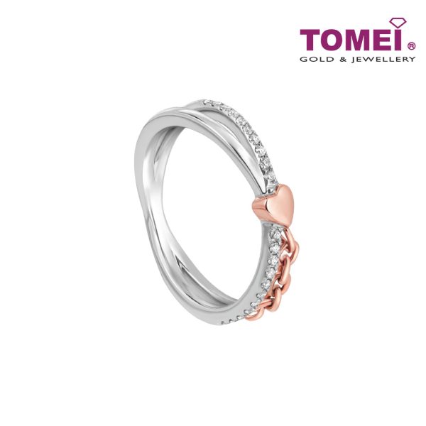 TOMEI Love Is Beautiful Collection Diamond RIng, White+Rose Gold 585 Fashion