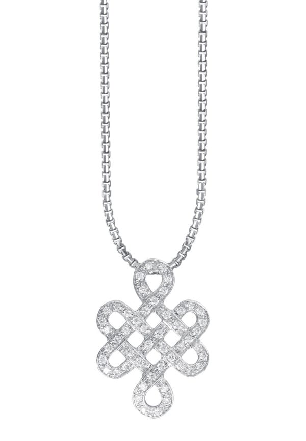 TOMEI Ruyi Knot Diamond Pendant, White Gold 750 Online Sale