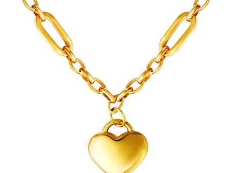 TOMEI Lusso Italia Chain Linked Heart Necklace, Yellow Gold 916 Sale