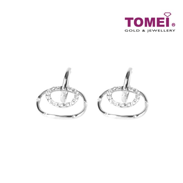 TOMEI Vignette of Sphericity Duo in Sparkling Verve Earrings, Diamond White Gold 750 (E903) Fashion