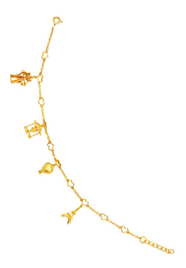 TOMEI Travel With Love Bracelet, Yellow Gold 916 For Discount