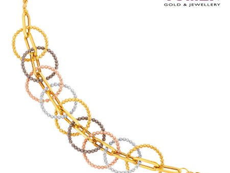 TOMEI Lusso Italia Jolly Halos Collection 4-Tone Bracelet, Yellow Gold 916 Online Hot Sale