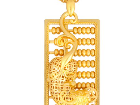 TOMEI Pixiu With Abacus Pendant, Yellow Gold 999 on Sale