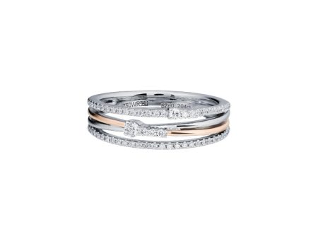 TOMEI Trio-Layered Diamond Ring, White+Rose Gold 750 Online Hot Sale